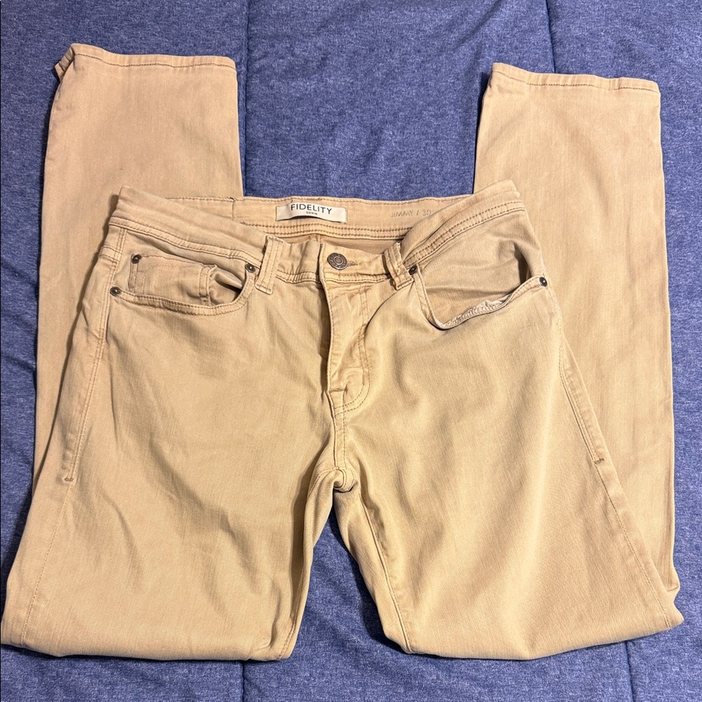 Fidelity Jimmy Khaki Straight Leg Jeans